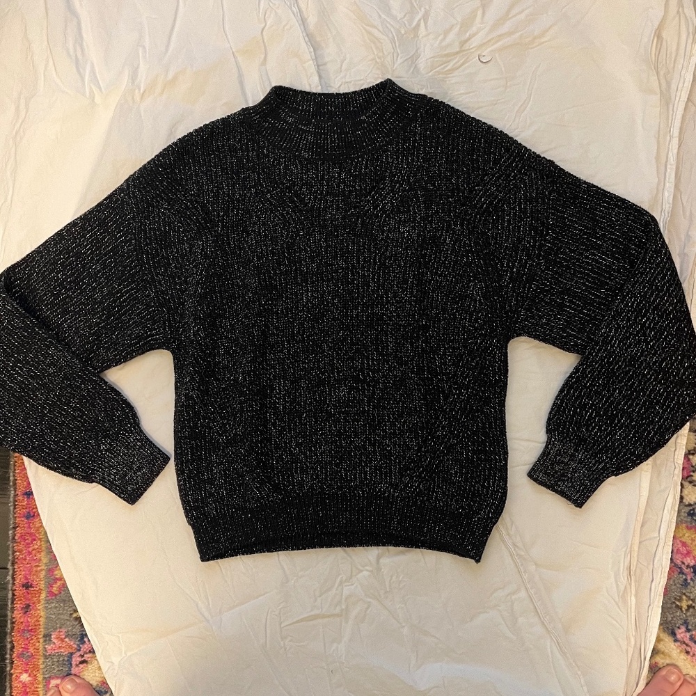 Sparkly Cable Knit Sweater~Black with Silver~16/18